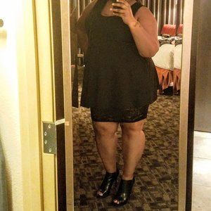 Fashion to Figure Peplum Dress w/Lace Skirt